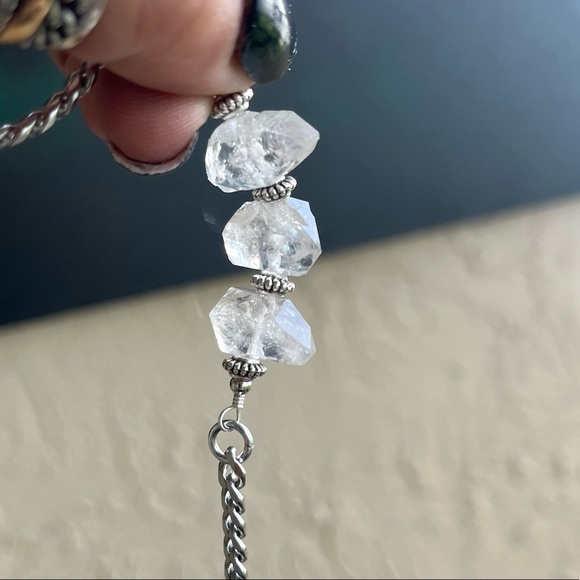 3 big Genuine herkimer diamonds crystals stainless steel boho choker necklace - Picture 13 of 15